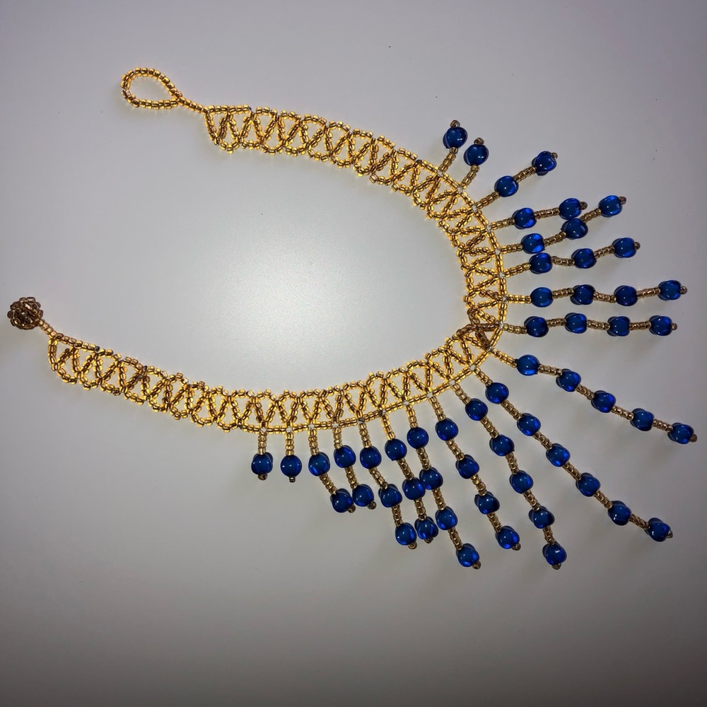 African Navy Blue Necklace
